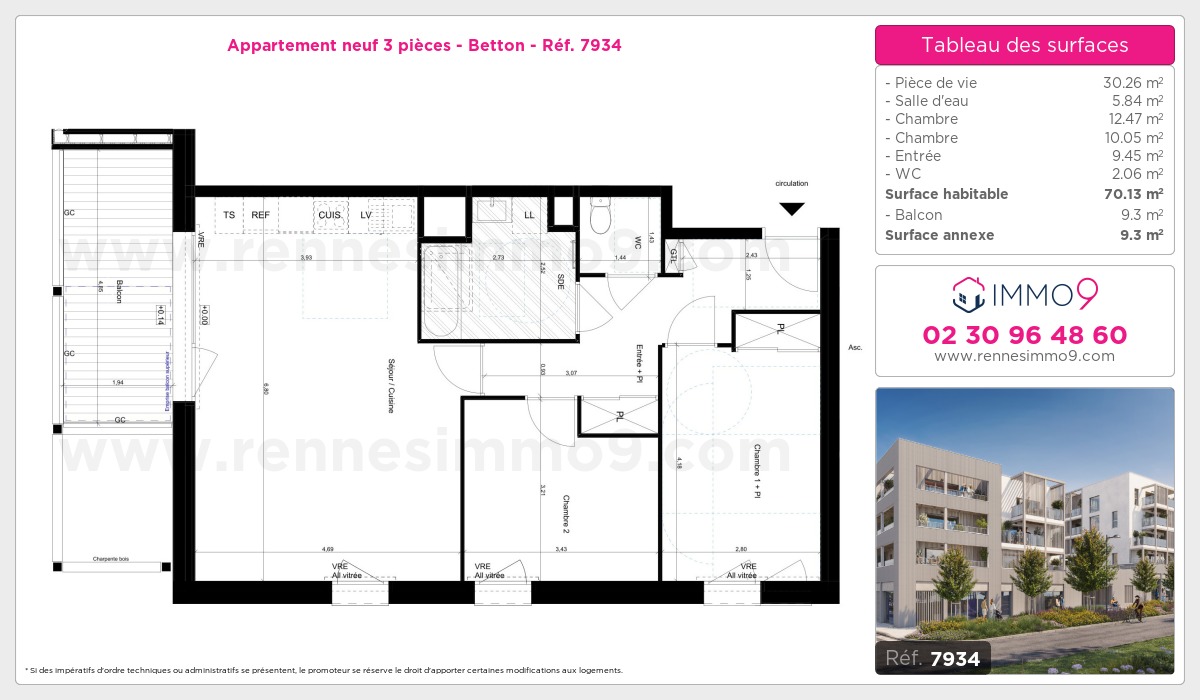 Plan et surfaces, Programme neuf Betton Référence n° 7934
