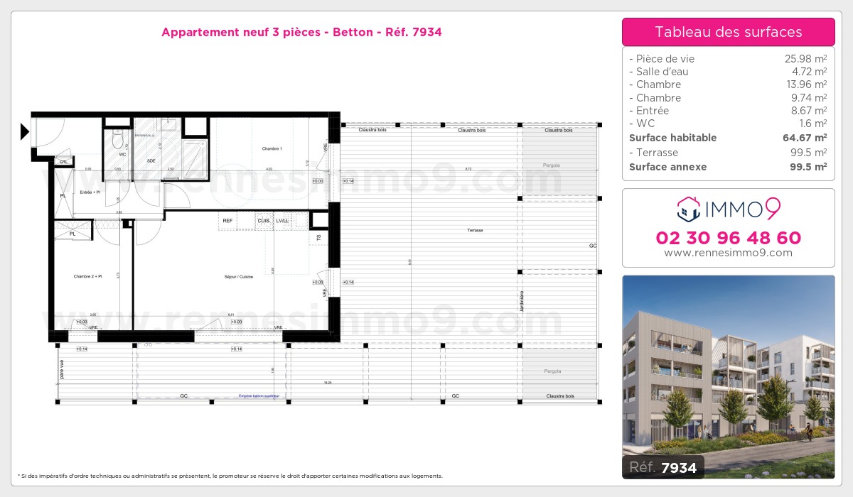 Plan et surfaces, Programme neuf Betton Référence n° 7934