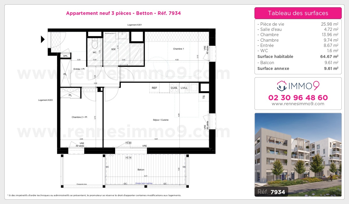 Plan et surfaces, Programme neuf Betton Référence n° 7934