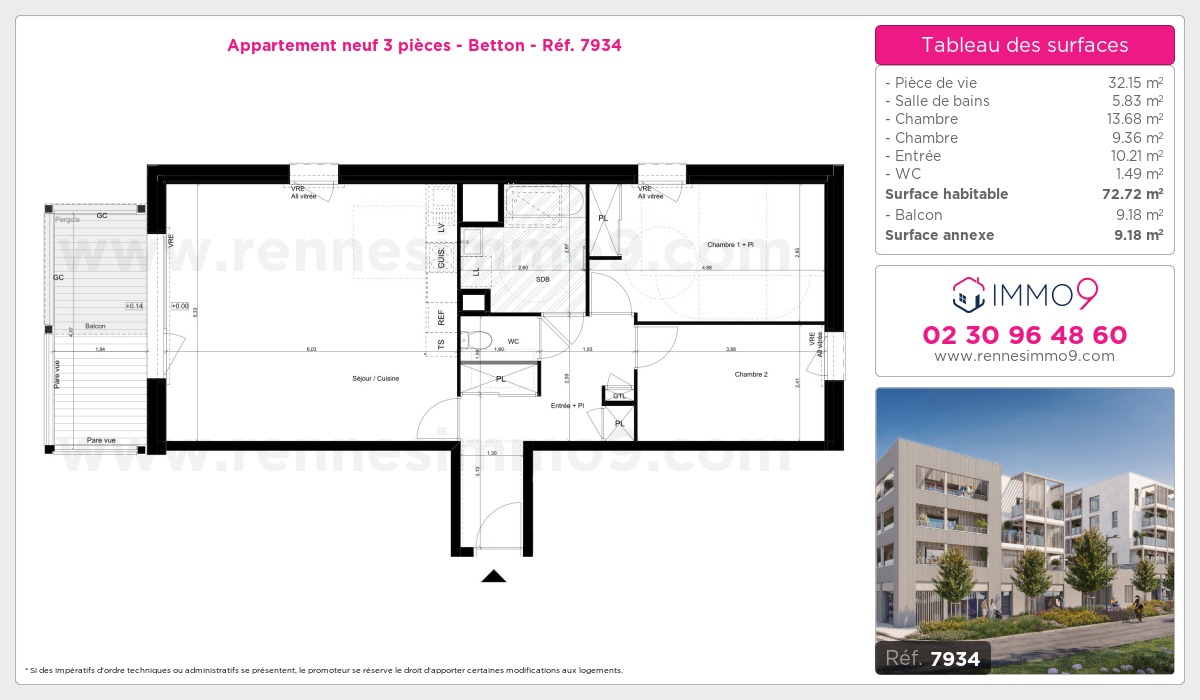 Plan et surfaces, Programme neuf Betton Référence n° 7934