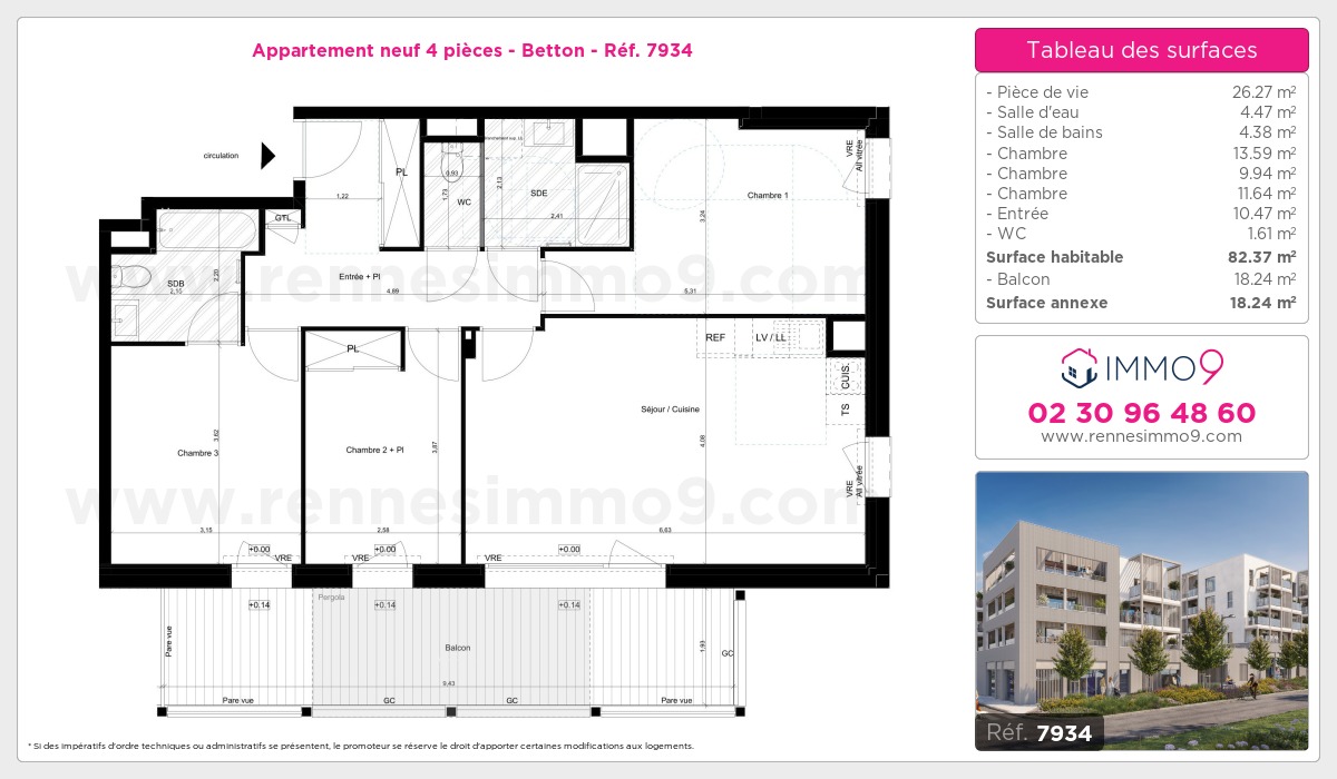 Plan et surfaces, Programme neuf Betton Référence n° 7934