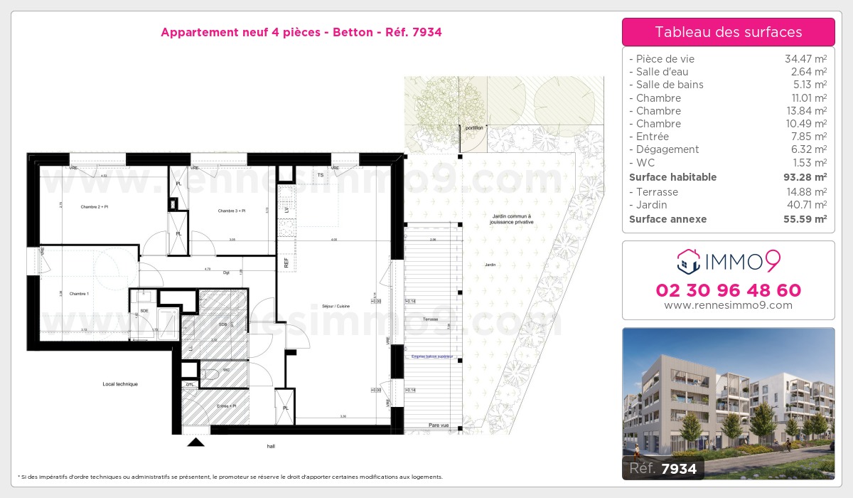 Plan et surfaces, Programme neuf Betton Référence n° 7934