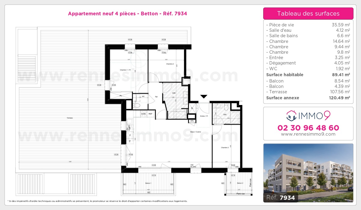 Plan et surfaces, Programme neuf Betton Référence n° 7934