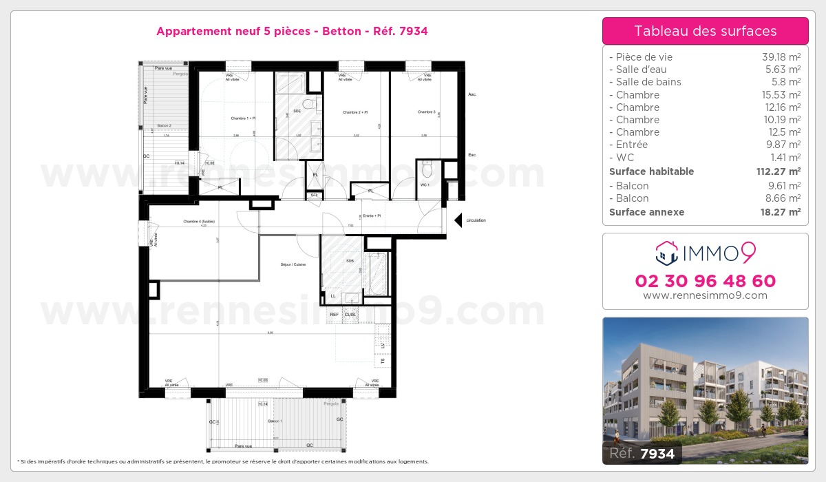 Plan et surfaces, Programme neuf Betton Référence n° 7934