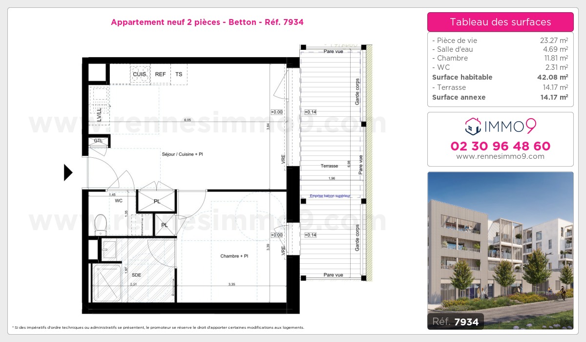 Plan et surfaces, Programme neuf Betton Référence n° 7934