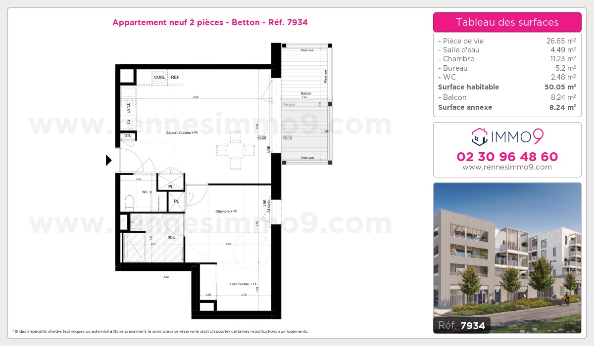 Plan et surfaces, Programme neuf Betton Référence n° 7934
