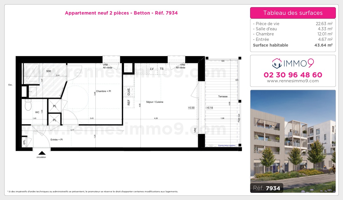 Plan et surfaces, Programme neuf Betton Référence n° 7934