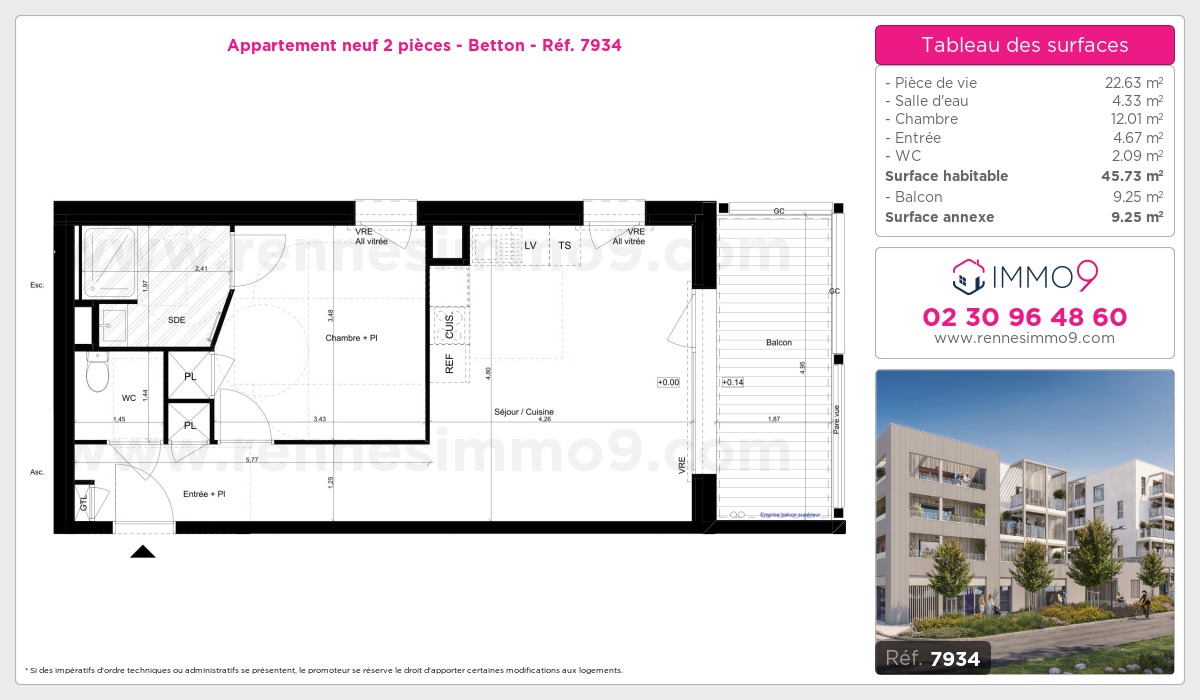 Plan et surfaces, Programme neuf Betton Référence n° 7934