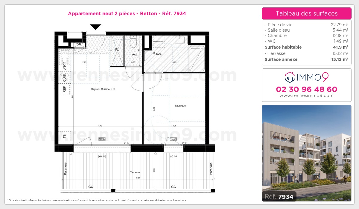 Plan et surfaces, Programme neuf Betton Référence n° 7934