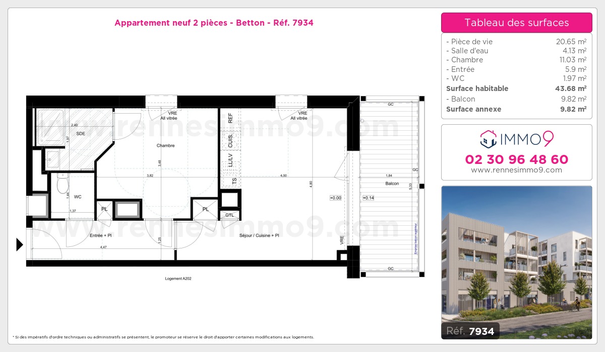Plan et surfaces, Programme neuf Betton Référence n° 7934
