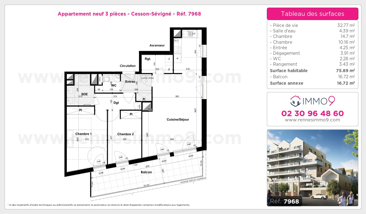 Plan et surfaces, Programme neuf Cesson-Sévigné Référence n° 7968