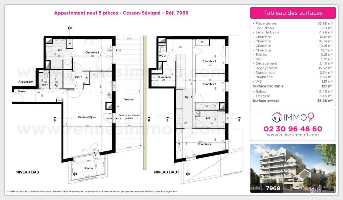 Plan et surfaces, Programme neuf Cesson-Sévigné Référence n° 7968