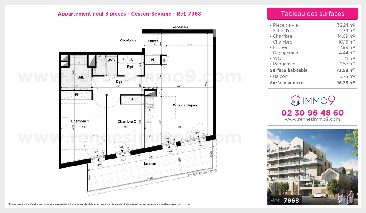 Plan et surfaces, Programme neuf Cesson-Sévigné Référence n° 7968