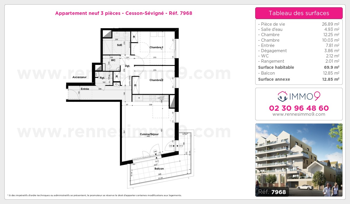 Plan et surfaces, Programme neuf Cesson-Sévigné Référence n° 7968