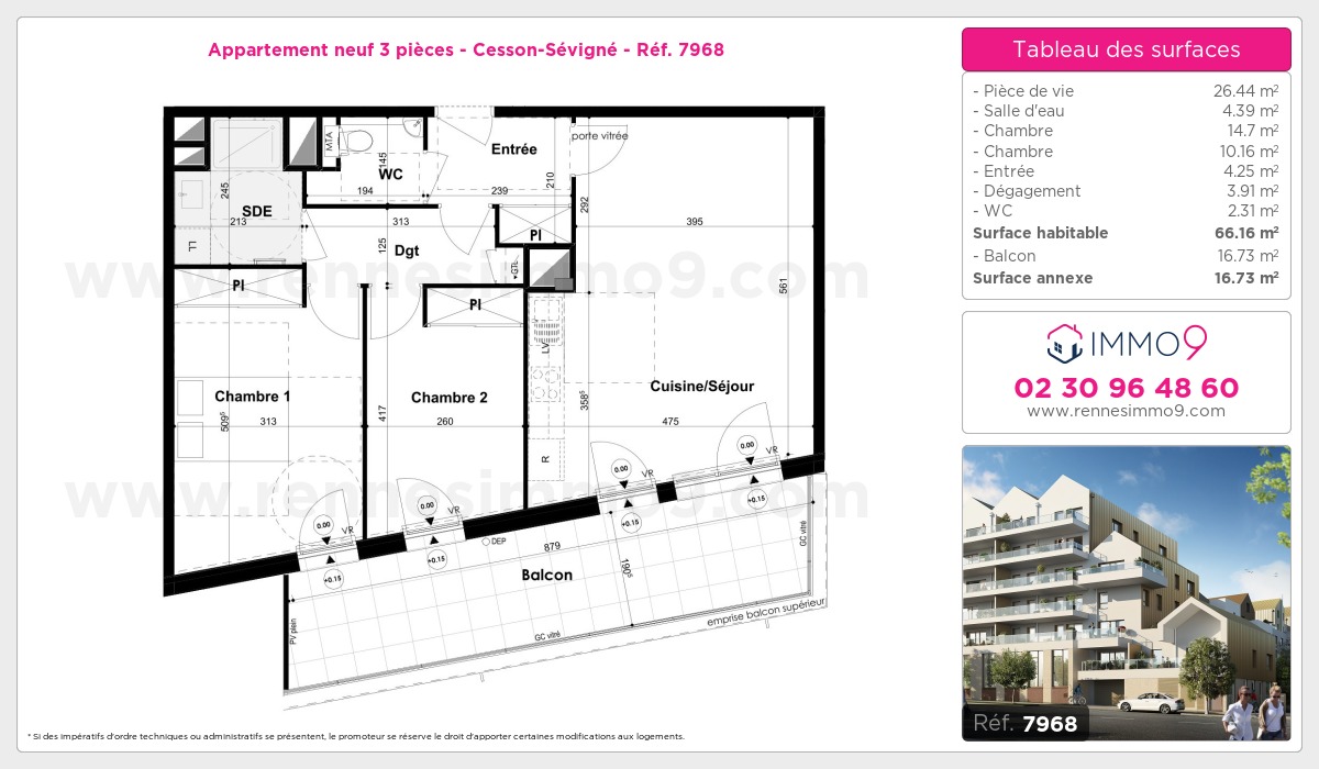 Plan et surfaces, Programme neuf Cesson-Sévigné Référence n° 7968