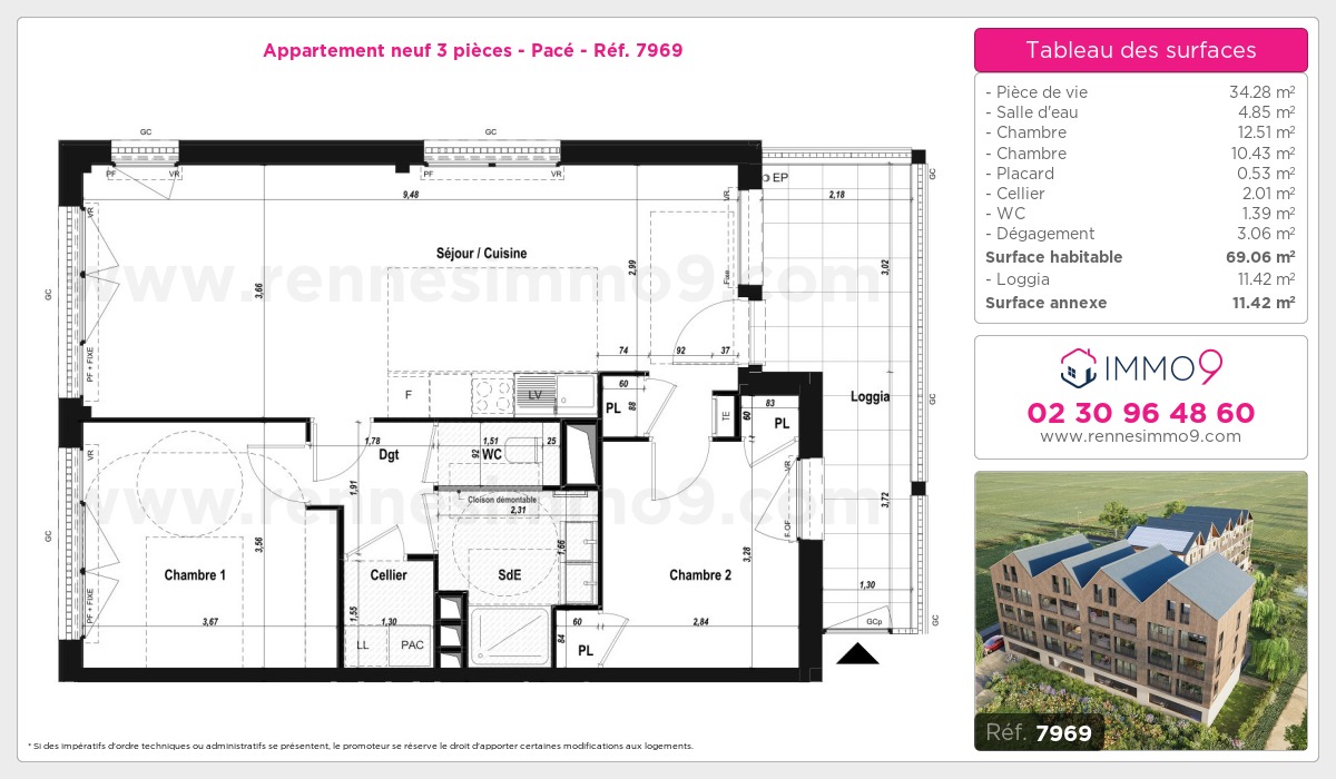 Plan et surfaces, Programme neuf Pacé Référence n° 7969