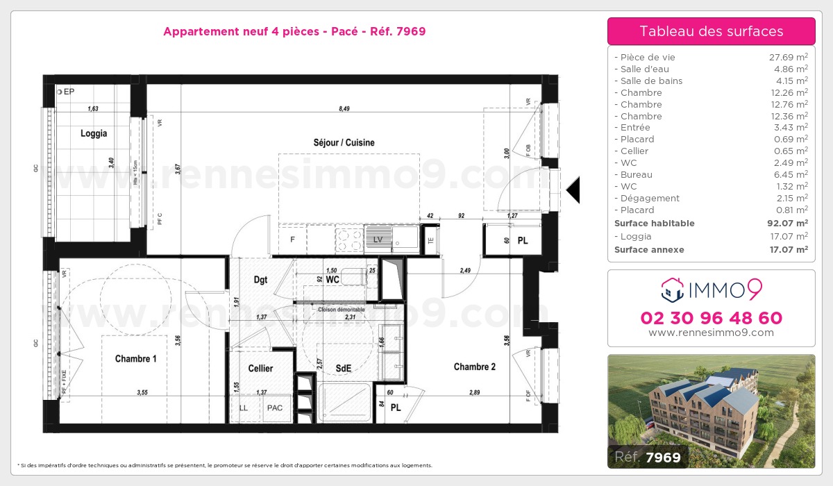 Plan et surfaces, Programme neuf Pacé Référence n° 7969