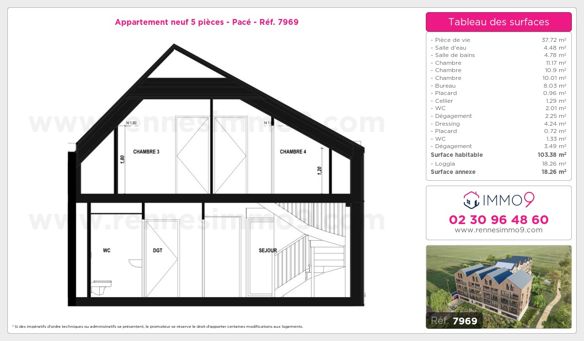 Plan et surfaces, Programme neuf Pacé Référence n° 7969