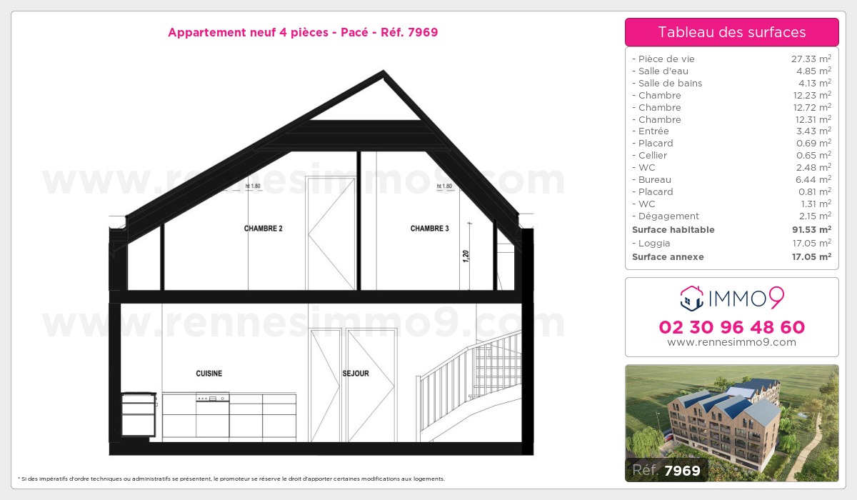 Plan et surfaces, Programme neuf Pacé Référence n° 7969
