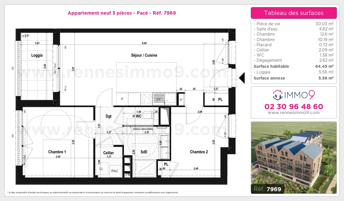Plan et surfaces, Programme neuf Pacé Référence n° 7969