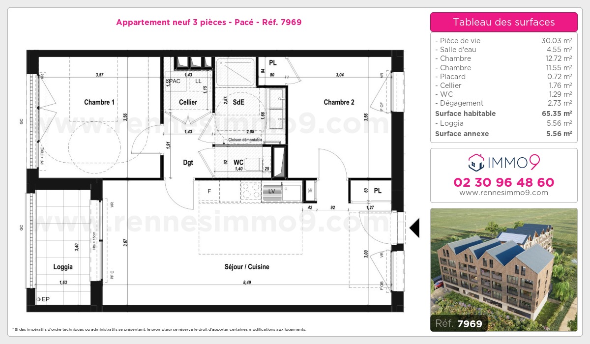 Plan et surfaces, Programme neuf Pacé Référence n° 7969