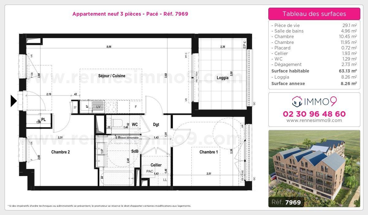 Plan et surfaces, Programme neuf Pacé Référence n° 7969
