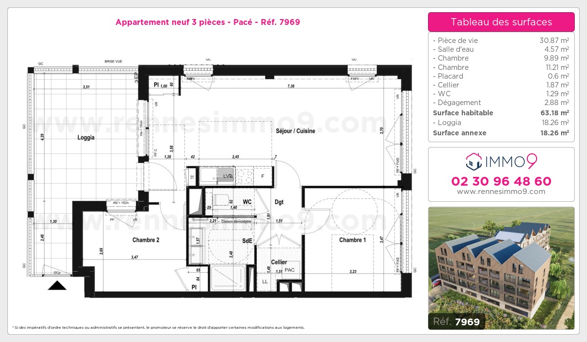 Plan et surfaces, Programme neuf Pacé Référence n° 7969