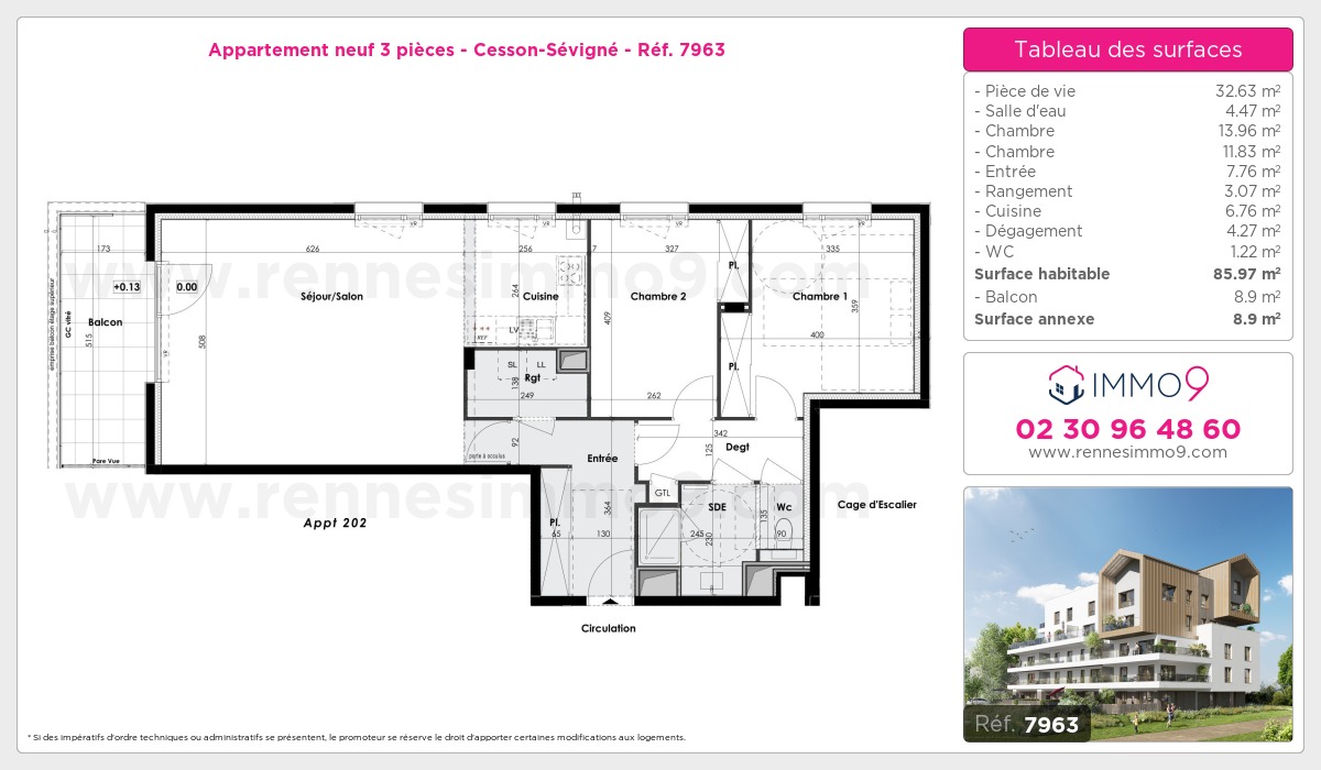 Plan et surfaces, Programme neuf Cesson-Sévigné Référence n° 7963