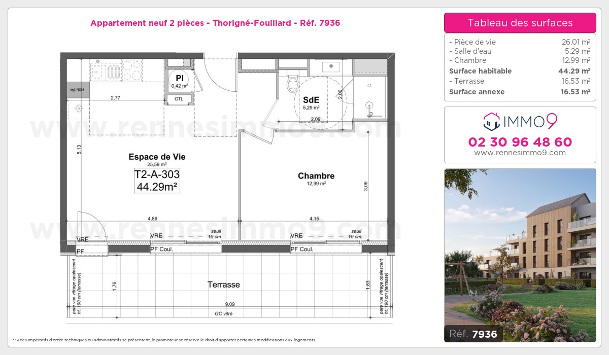 Plan et surfaces, Programme neuf Thorigné-Fouillard Référence n° 7936