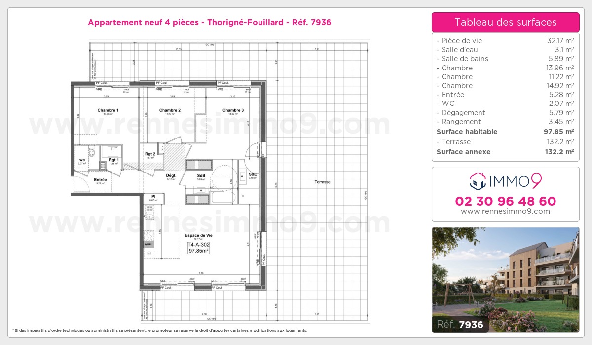 Plan et surfaces, Programme neuf Thorigné-Fouillard Référence n° 7936