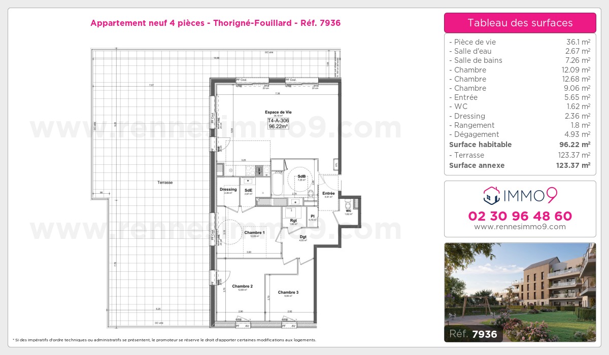Plan et surfaces, Programme neuf Thorigné-Fouillard Référence n° 7936