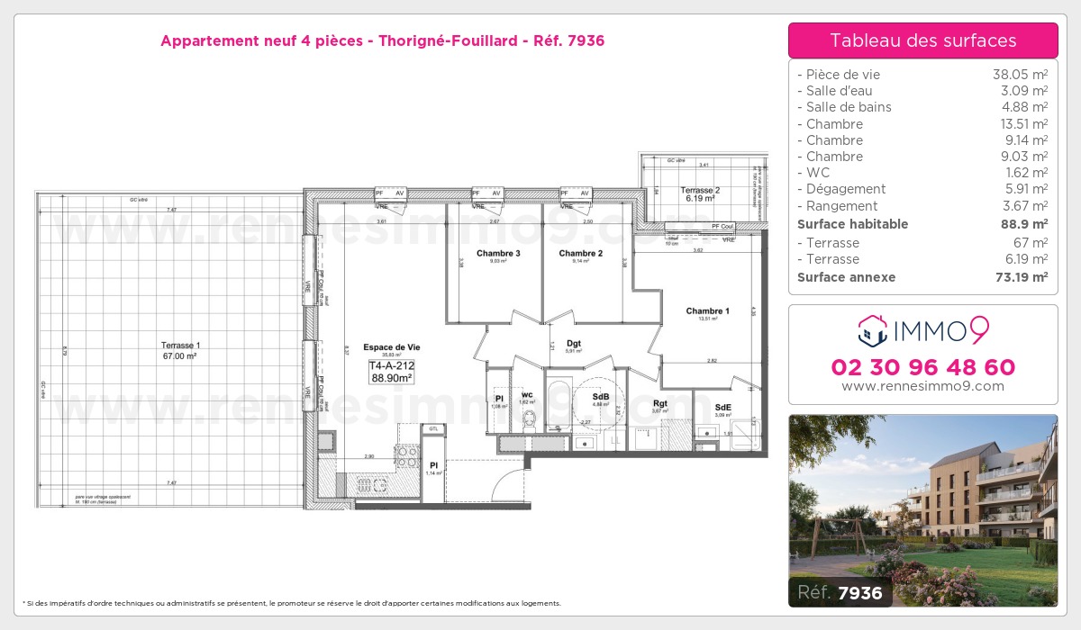 Plan et surfaces, Programme neuf Thorigné-Fouillard Référence n° 7936