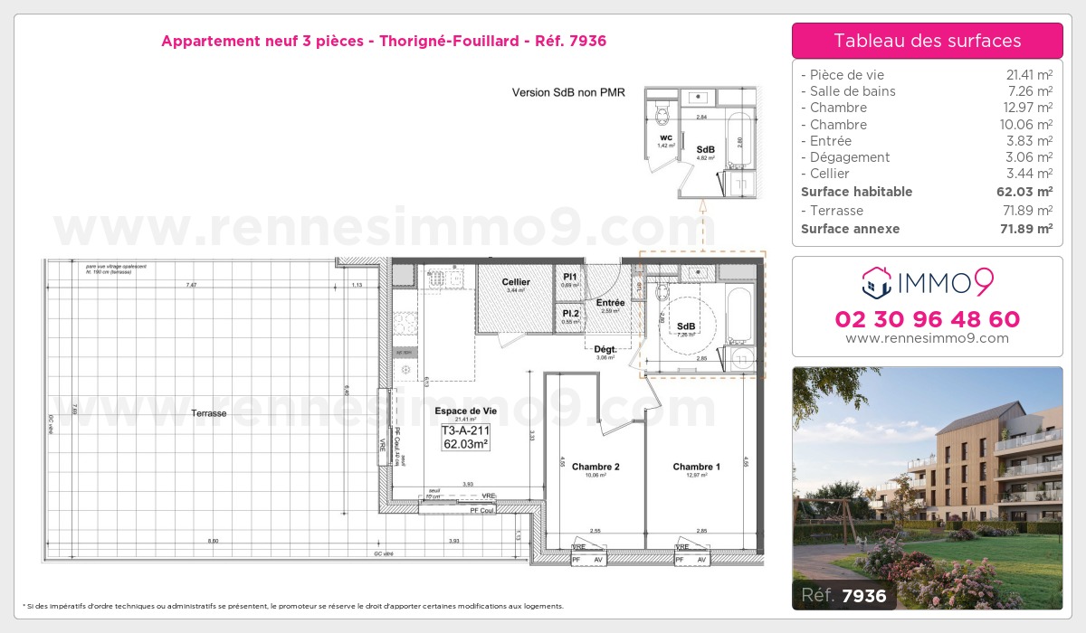 Plan et surfaces, Programme neuf Thorigné-Fouillard Référence n° 7936