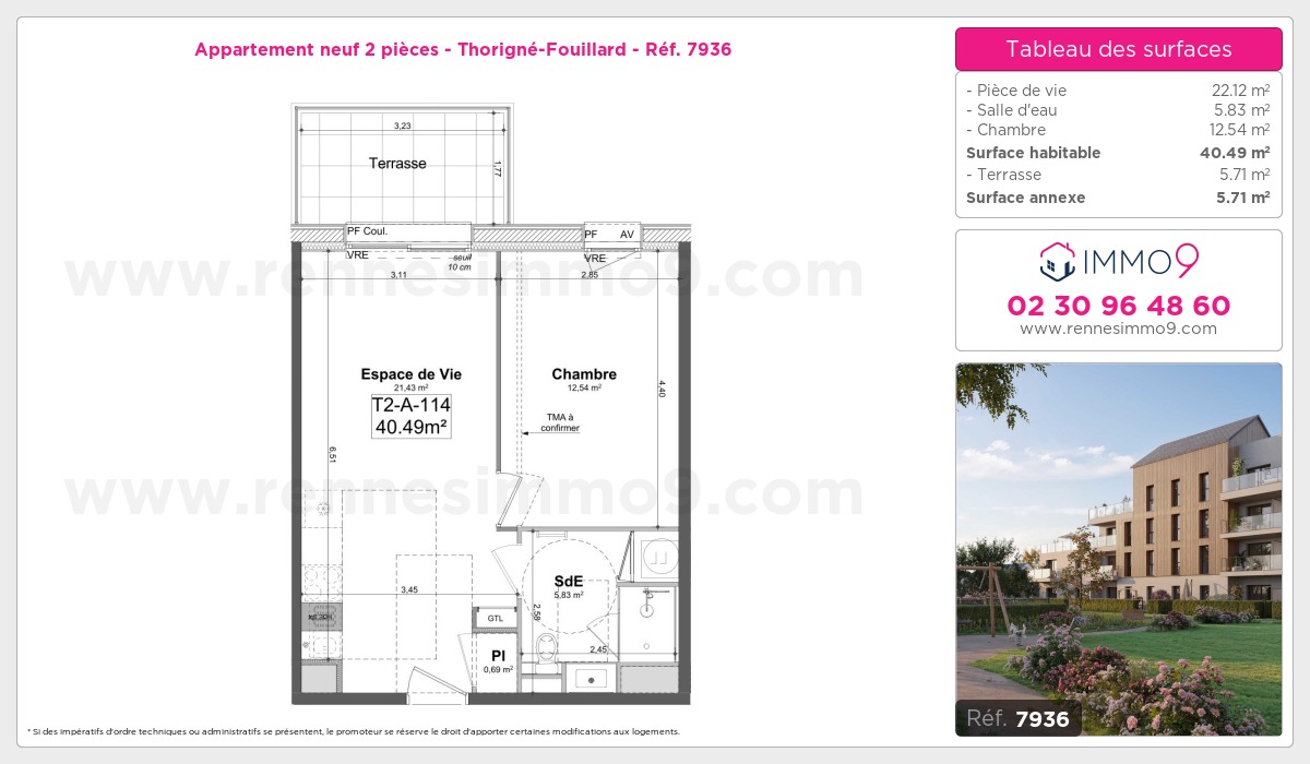 Plan et surfaces, Programme neuf Thorigné-Fouillard Référence n° 7936