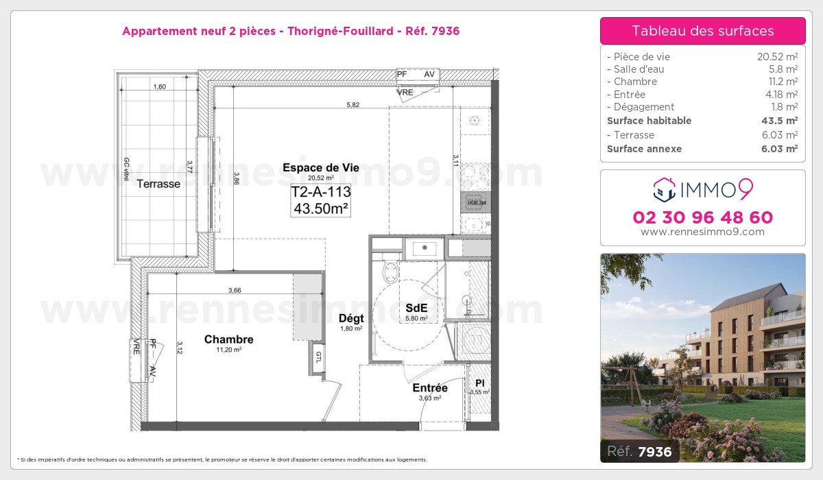 Plan et surfaces, Programme neuf Thorigné-Fouillard Référence n° 7936