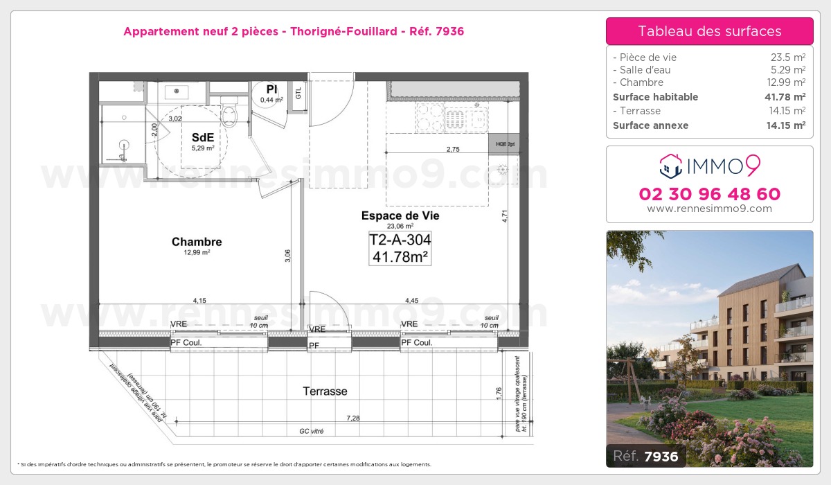 Plan et surfaces, Programme neuf Thorigné-Fouillard Référence n° 7936