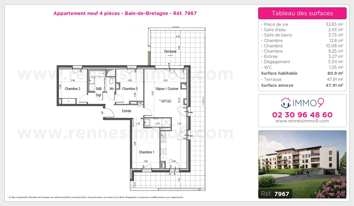 Plan et surfaces, Programme neuf Bain-de-Bretagne Référence n° 7967