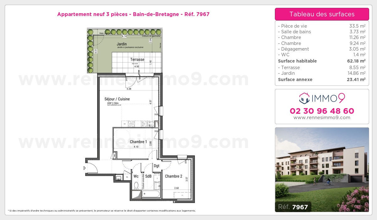 Plan et surfaces, Programme neuf Bain-de-Bretagne Référence n° 7967
