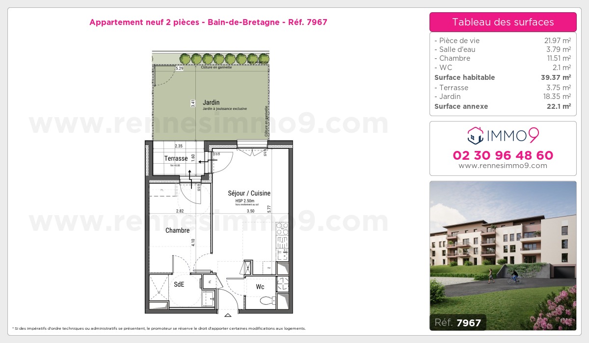 Plan et surfaces, Programme neuf Bain-de-Bretagne Référence n° 7967