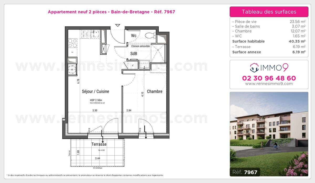 Plan et surfaces, Programme neuf Bain-de-Bretagne Référence n° 7967