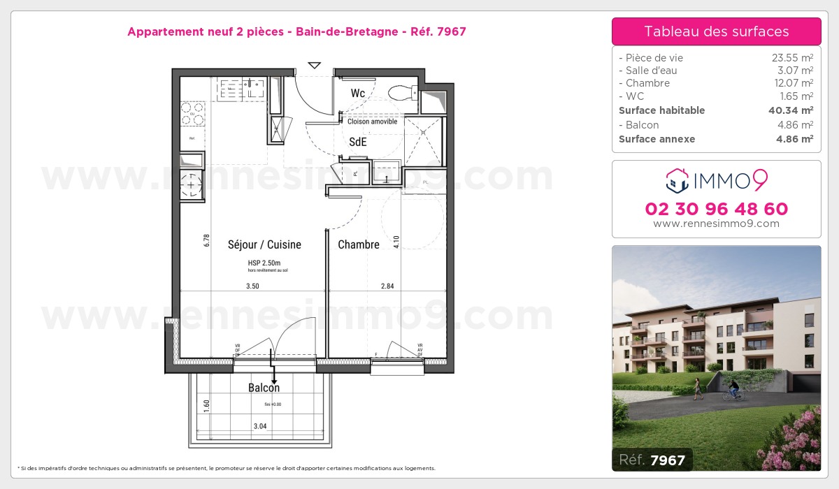Plan et surfaces, Programme neuf Bain-de-Bretagne Référence n° 7967