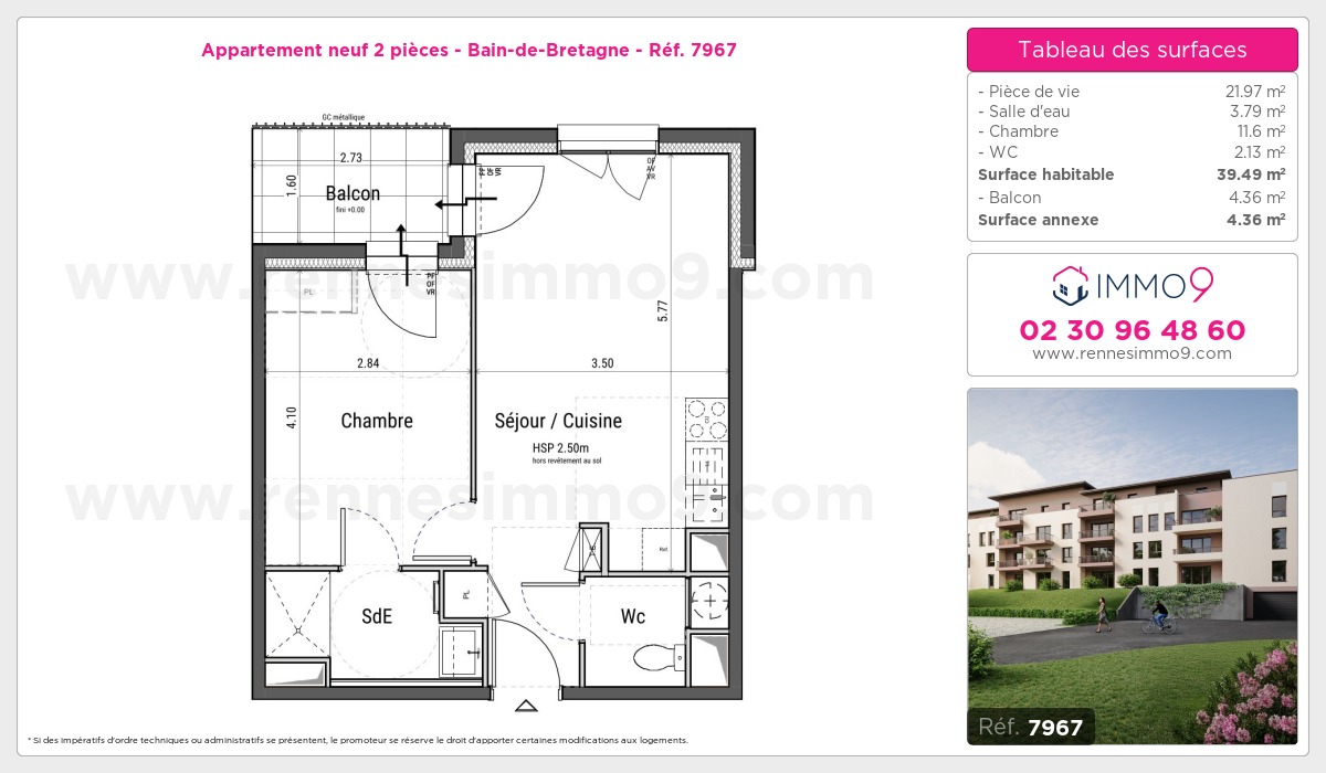 Plan et surfaces, Programme neuf Bain-de-Bretagne Référence n° 7967