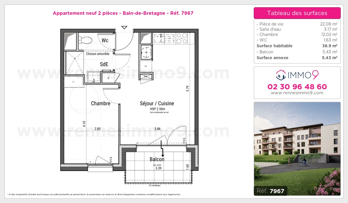 Plan et surfaces, Programme neuf Bain-de-Bretagne Référence n° 7967