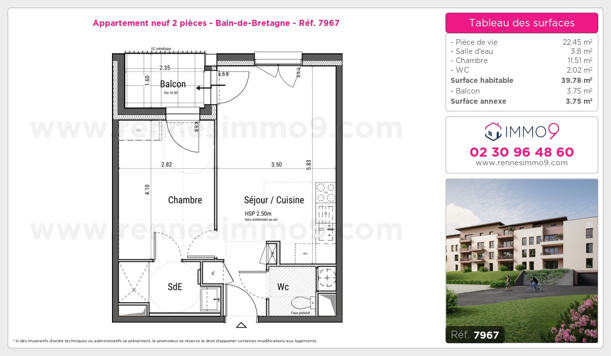 Plan et surfaces, Programme neuf Bain-de-Bretagne Référence n° 7967
