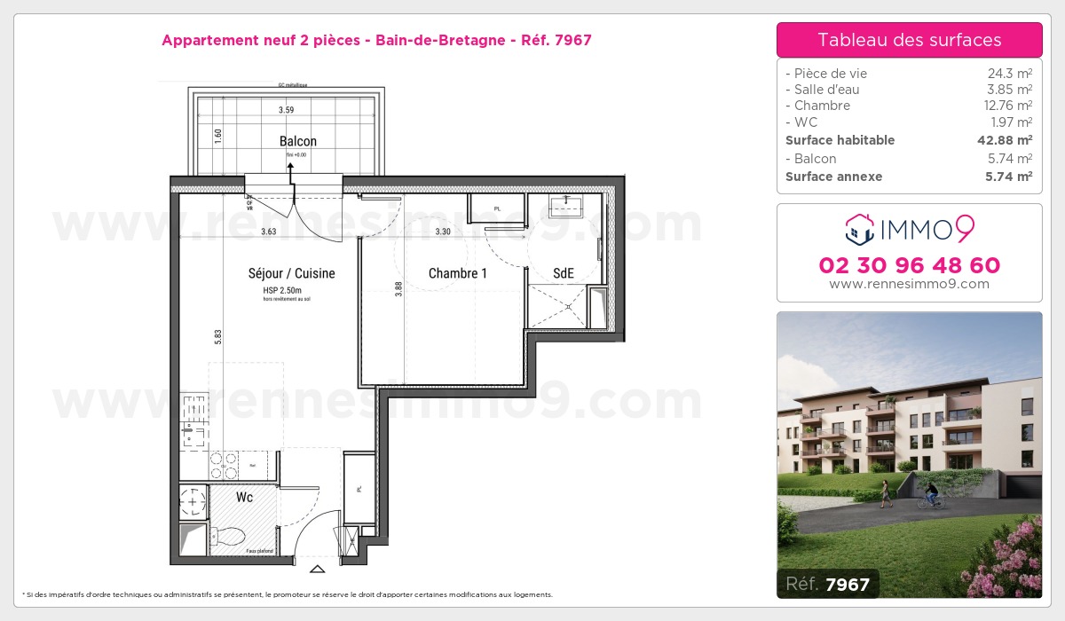 Plan et surfaces, Programme neuf Bain-de-Bretagne Référence n° 7967