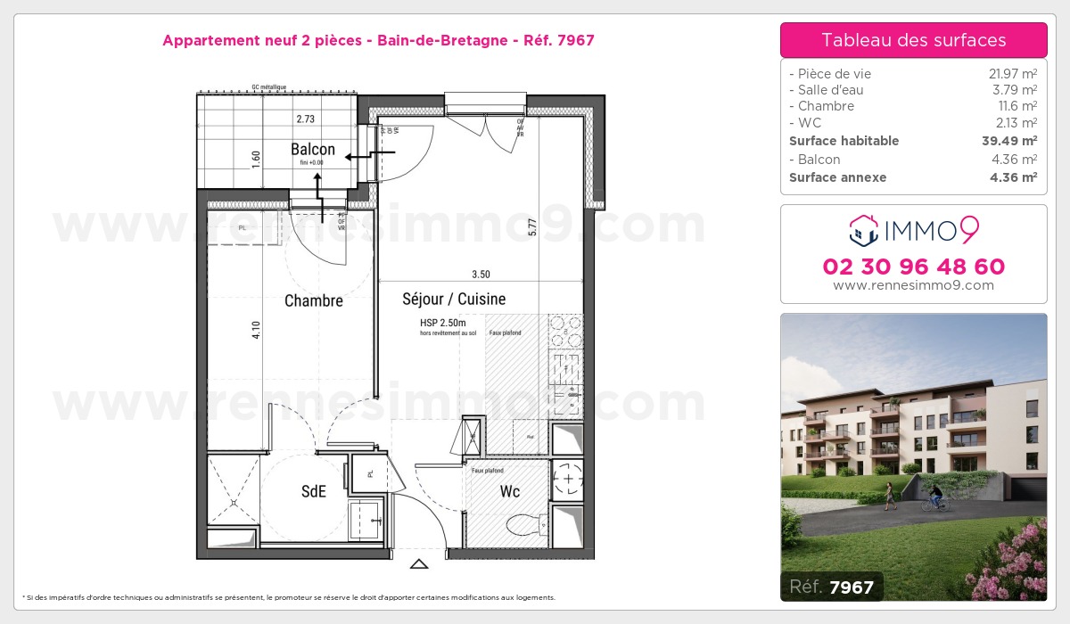 Plan et surfaces, Programme neuf Bain-de-Bretagne Référence n° 7967