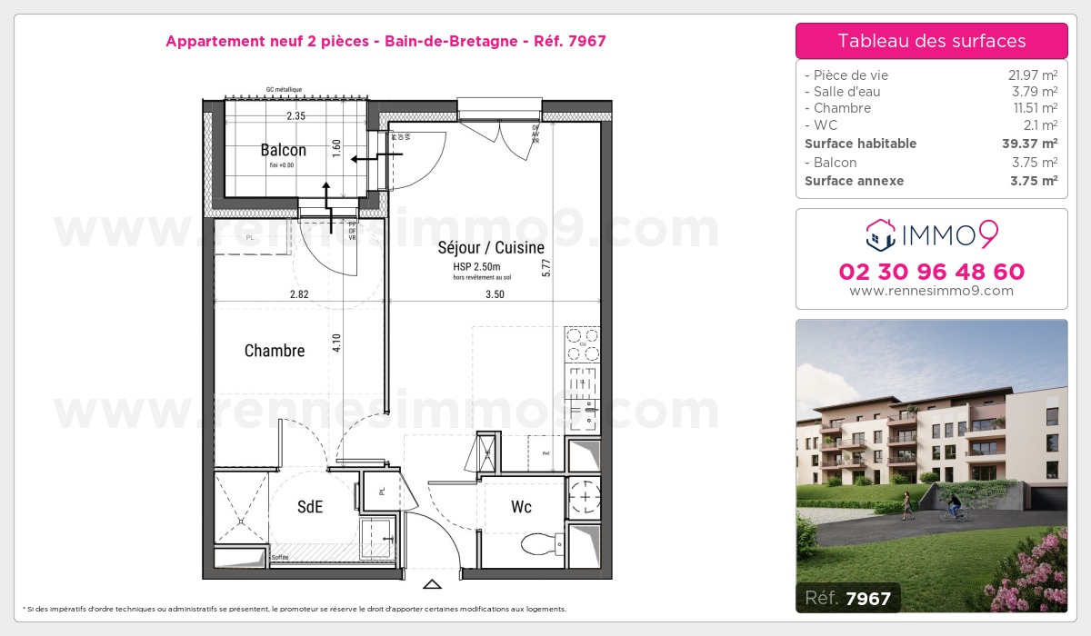 Plan et surfaces, Programme neuf Bain-de-Bretagne Référence n° 7967