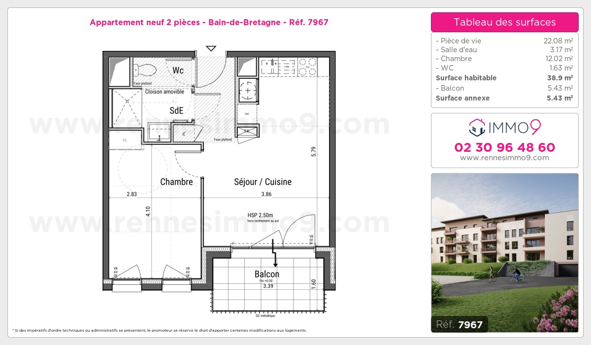 Plan et surfaces, Programme neuf Bain-de-Bretagne Référence n° 7967
