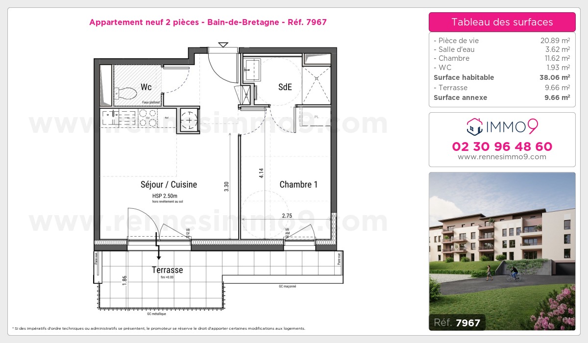 Plan et surfaces, Programme neuf Bain-de-Bretagne Référence n° 7967