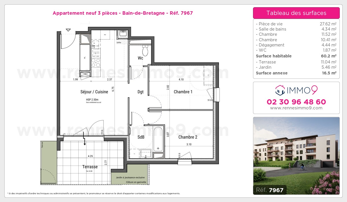 Plan et surfaces, Programme neuf Bain-de-Bretagne Référence n° 7967
